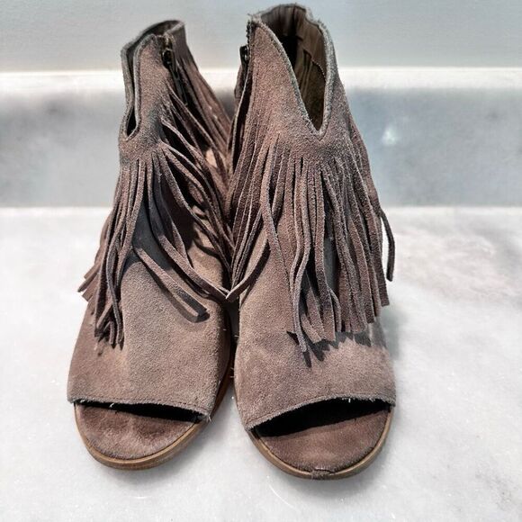Steve Madden Womens Fringe Leather VINTAGE Y2K Rock-It Booties Taupe Size 7.5M - Picture 2 of 7